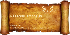Wittman Orsolya névjegykártya
